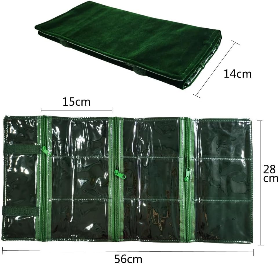 Travel Jewelry Roll Bag Portable Organizer Pouch With Grids&PVC Cover Storage Bags for Necklace, Bracelet, Bracelet,Ring, Badge, Pendant