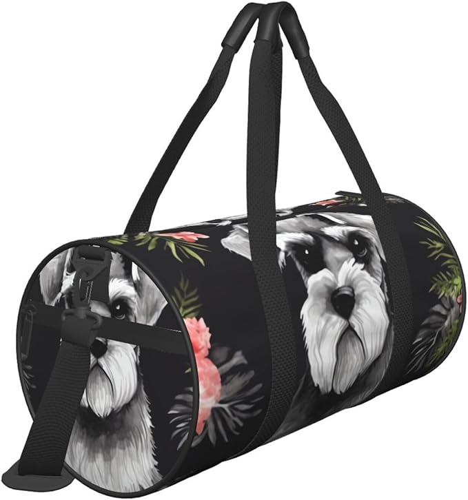 Travel Duffel Bag Lightweight Carry On Weekender Overnight Bags Schnauzer Sports Tote Gym Backpack with Adjustable Strap Hospital Bags Foldable Luggage Bag for Women Men