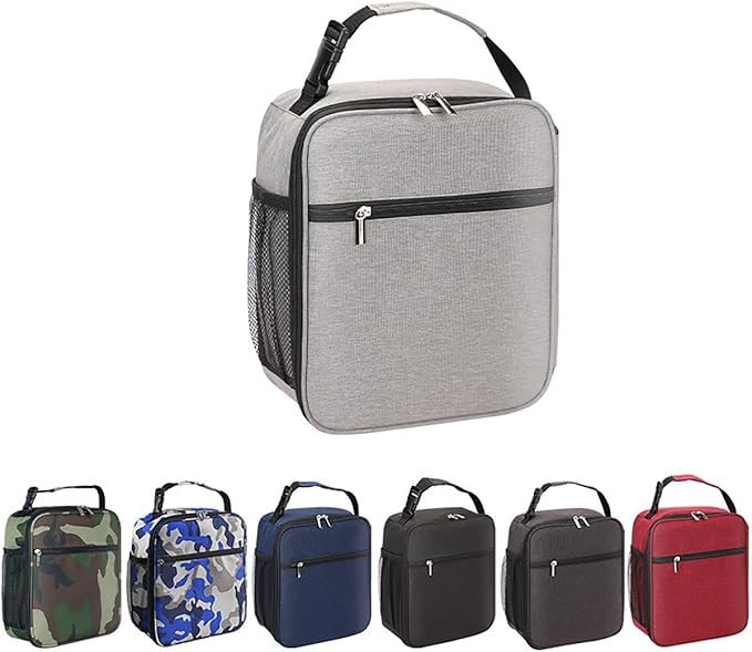 Insulated Lunch Bag for Men and Women, Leakproof Lunch Box with Mesh Pockets for Work, Gym, Travel or Camping, Lightweight and Easy Clean