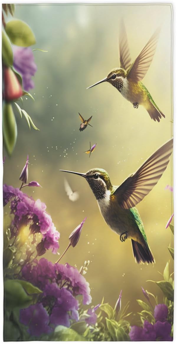 Hummingbird Flower Beach Towel, Large Microfiber Quick Dry Lightweight Pool Bath Towels Sand Free Beach Blanket for Summer Cruise Yoga Camping Travel Vacation Essentials 31 x 61 in