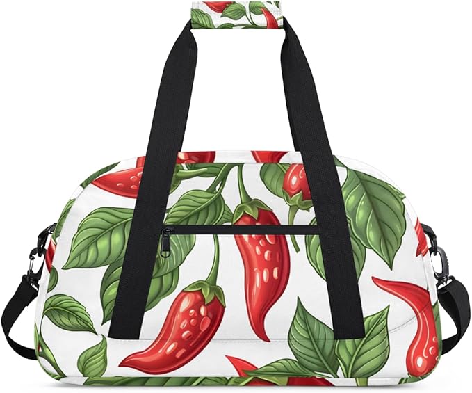 Green Leaf Chili Pepper Kids-Duffel-Bags Gymnastics Dance Bag Carry-On Overnight Travel Gym Lightweight Dance Sports Bags For Girls Boys Kids，