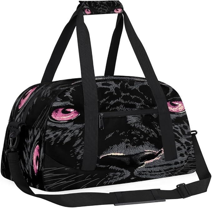 Travel Duffle Bag for travel duffle bag sports Girls Boys Kids Black Animal Cheetah Lightweight Overnight Sleepover Weekender Bags Small Dance Gym Sport Bag Teens Carry-On Size Workout Bag