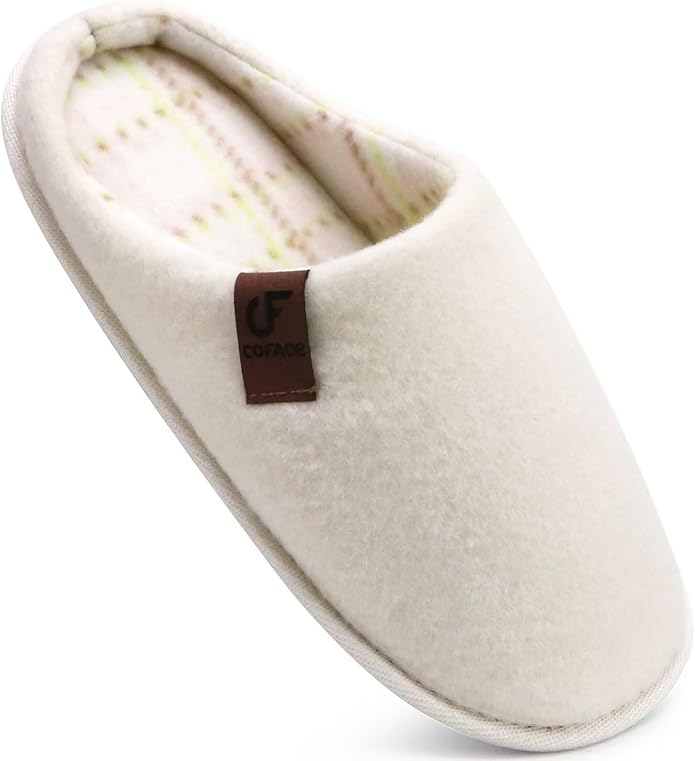 COFACE Unisex Mens Womens Cozy Memory Foam Scuff Slippers Casual Slip On Warm House Shoes Indoor/Outdoor Felt Sandal Slippers Size 4-15