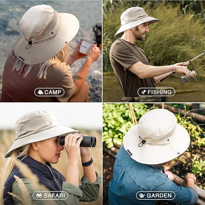GearTOP Safari Sun Hat for Men and Sun Hats for Women UV Protection UPF 50+ Hiking, Gardening, Fishing