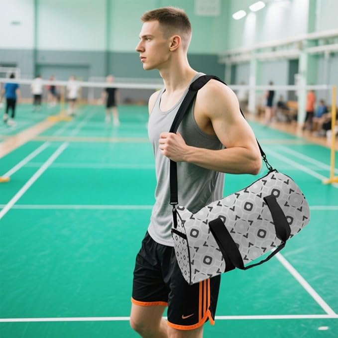 Minimalist Geometric Motif Foldable Gym Bags For Women Oxford Tote Bags Adjustable Shoulder Strap, Convertible Carry Backpack Cute Weekender Bag For Volleyball Wrestling Gym Essentials Women