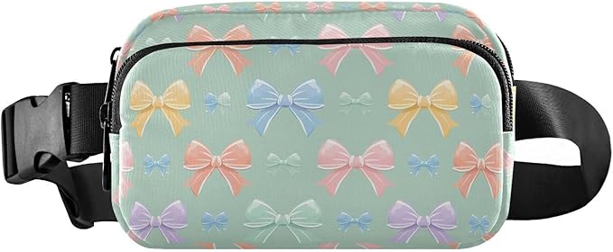 Cute Bows Fanny Pack for Women Men Water Resistant Fashion Waist Packs with Adjustable Strap Belt Bag for Travel Workout Jogging Hiking 21220621