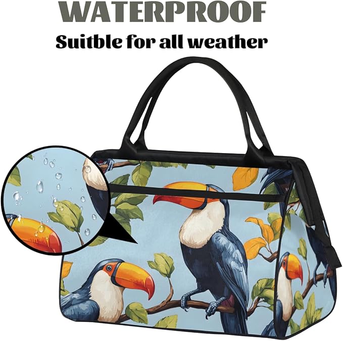 Cute Toucan Overnight Weekender Bag for Women Men Travel Duffel Bags Waterproof Luggage Carry on Sports Yoga Gym Bag