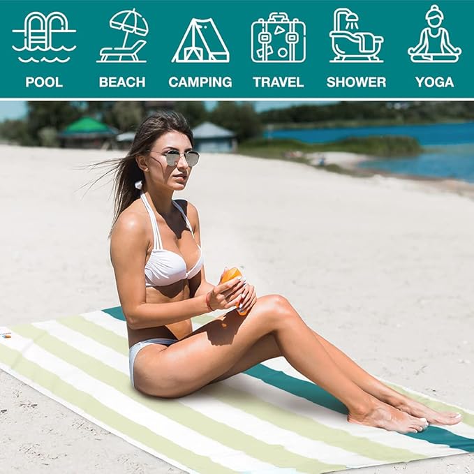 SUN CUBE Microfiber Beach Towel, Quick Dry Sand Free Beach Towel, Lightweight Compact Travel Swim Towel for Pool, Camping, Sand Resistant Packable Adult Towel - Beige Cream, 60x30 Inches