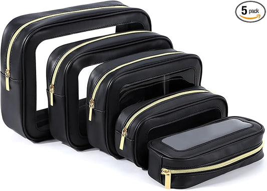 5PCS Diaper Bag Organizer Pouch Set, TSA Approved Toiletry Bag，Clear Waterproof TPU Makeup Bag Set Travel Organizer Bags for Women and Kids