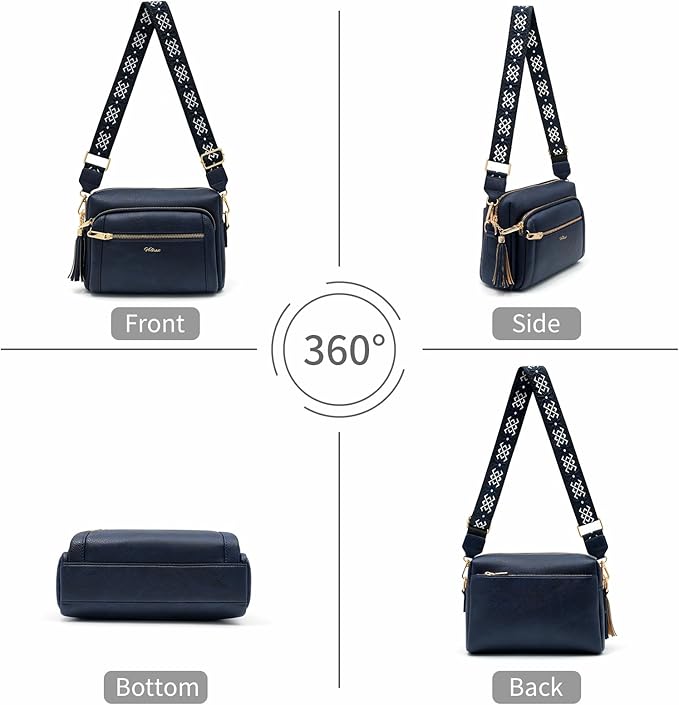 Small Leather Crossbody Bags for Women Anti theft Purses and Handbag Shoulder Hangbag with Wide Strap Tassel