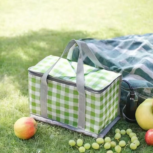 Insulated Picnic Bag Cooler Reusable, Beach Bag Cooler Bags with Zippered Top - Insulated Bag for Hot or Cold,Picnic Basket Collapsible, Picnic,Beach, Outdoor (13.8x7.9x7.9 in)