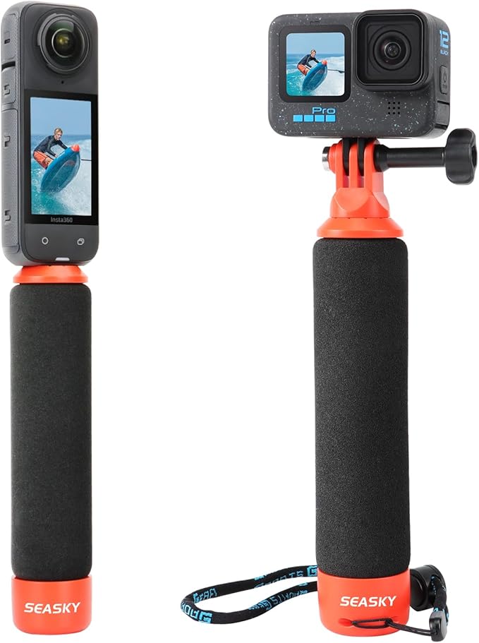 SEASKY F1 Multifunction Enhanced Floaty Handle Grip Hand Stick Bar Accessories for Gopro Hero13/12/11/10/9 Black for Insta360 X5 X4 X3 X2 Ace Pro 2 for DJI Action 6 5 Pro/4/3 Sports Action Camera