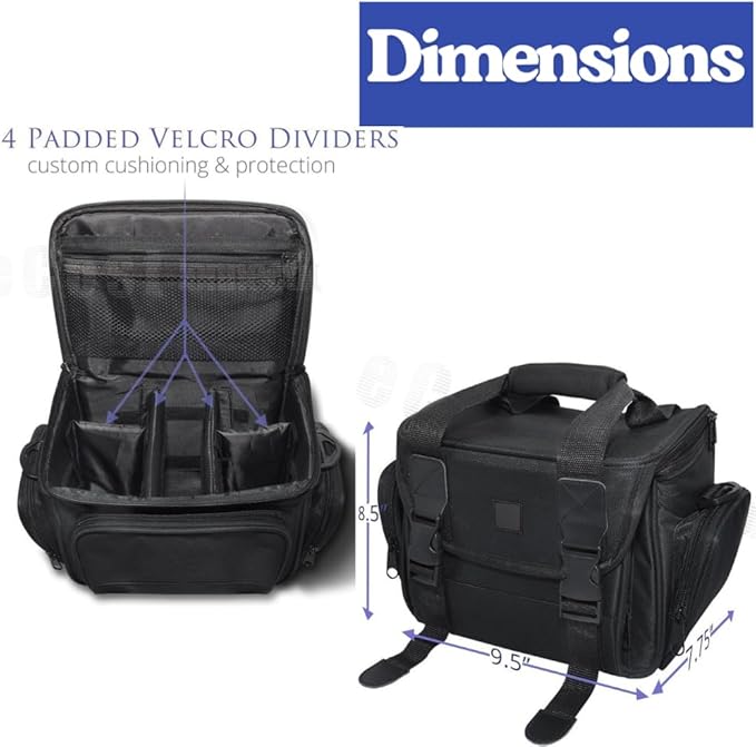 Extra Large Camera Bag Fully Padded Gadget Case with Dual Buckles for Sony,Nikon, Canon, Olympus, Pentax, Panasonic, Samsung & Many More SLR Cameras & Camcorders