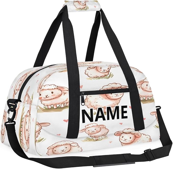 Cute Cartoon Sheep Mini Gym Bag 18 inch for Women Men Waterproof Custom Sheep Travel Duffel Bag Carry On Overnight Tote Nurse Bag for Work Fitness Hiking
