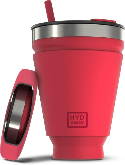 HYDAWAY 16oz Collapsible Tumbler - BPA-Free, Reusable Silicone Cup with Lid & Insulating Sleeve - Perfect for Coffee, Travel, and Everyday Use