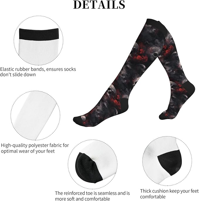 Compression Socks Knee High Circulation Support Socks For Women Men Athletic Running Work Hiking Cycling Travel