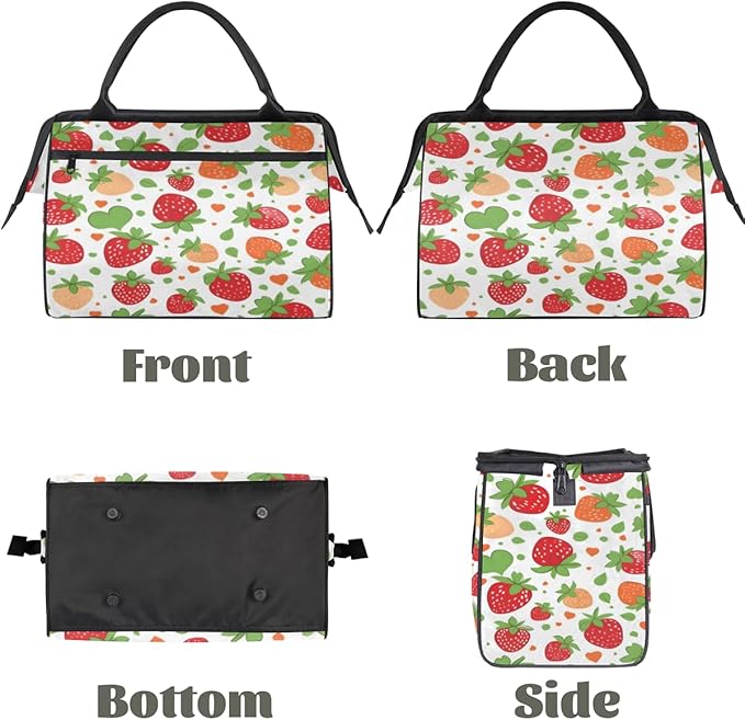 Red Strawberry Overnight Weekender Bag for Women Men Travel Duffel Bags Waterproof Luggage Carry on Sports Yoga Gym Bag