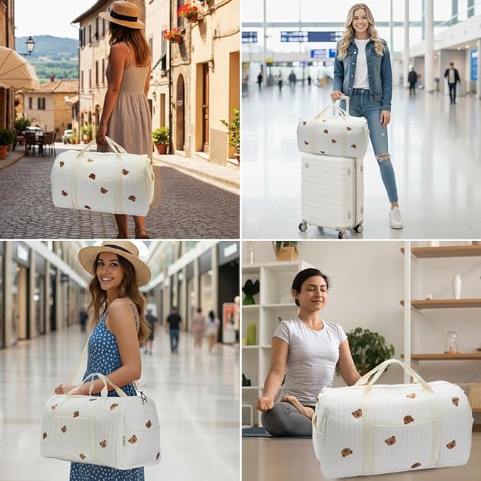 Women’s Travel Duffel Bag – Large Weekender & Overnight Travel Bag with Wet Pocket, Carry-On Friendly, Ideal as Hospital or Maternity Bag for Labor and Delivery