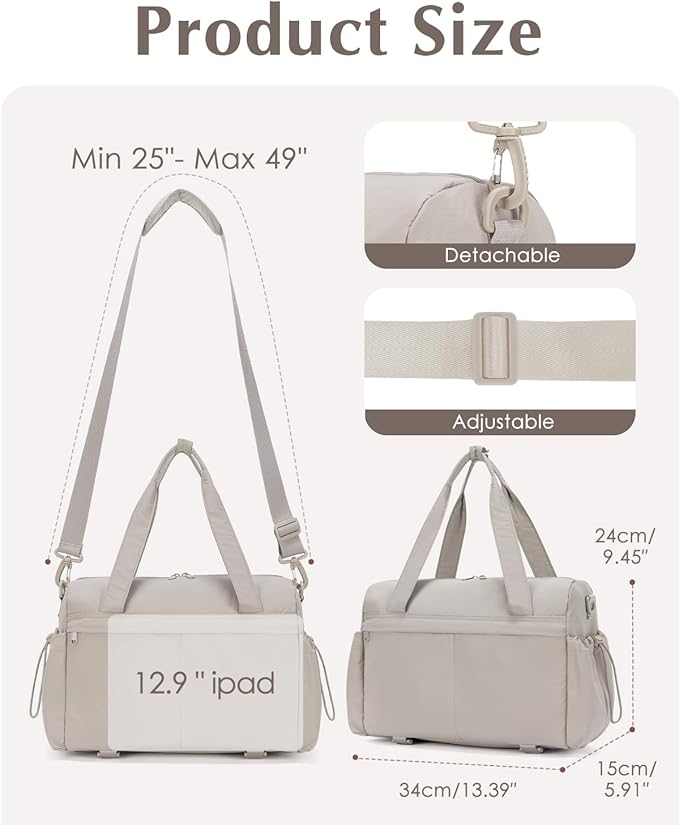 Small Gym Bag, Mini Gym Bag for Women with Yoga Mat Holder and Wet Compartment, Cute Mini Puffer Duffle Bag with Water Bottle Pocket for Workout Yoga Dance, Puffer Camel