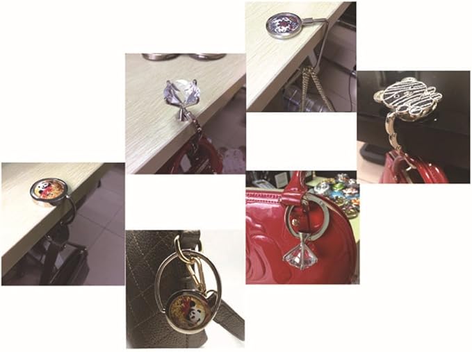 Multiple Hearts Style Premium Foldable Handbag Bag Purse Hanger Table Hook Holder (Azure)