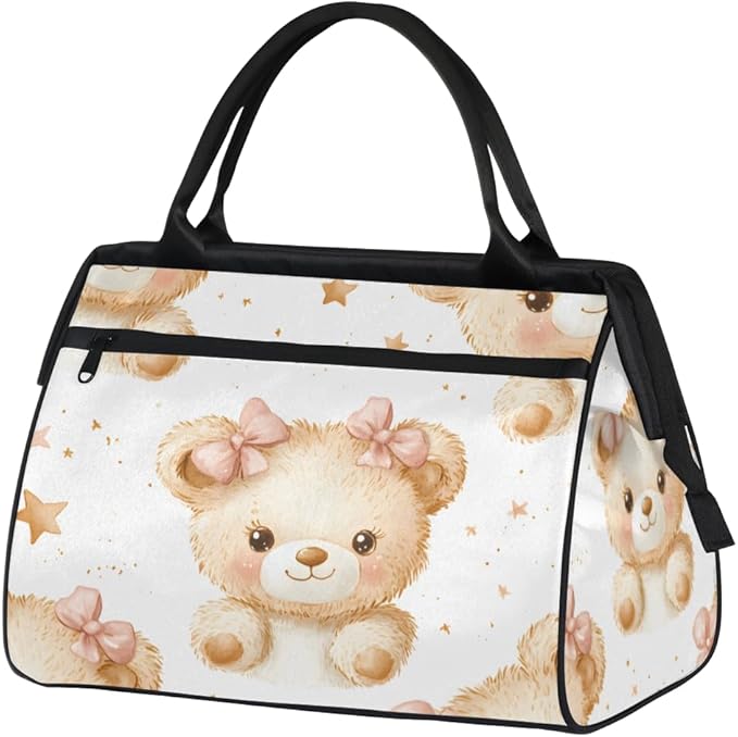 Cute Bear Overnight Weekender Bag for Women Men Travel Duffel Bags Waterproof Luggage Carry on Sports Yoga Gym Bag
