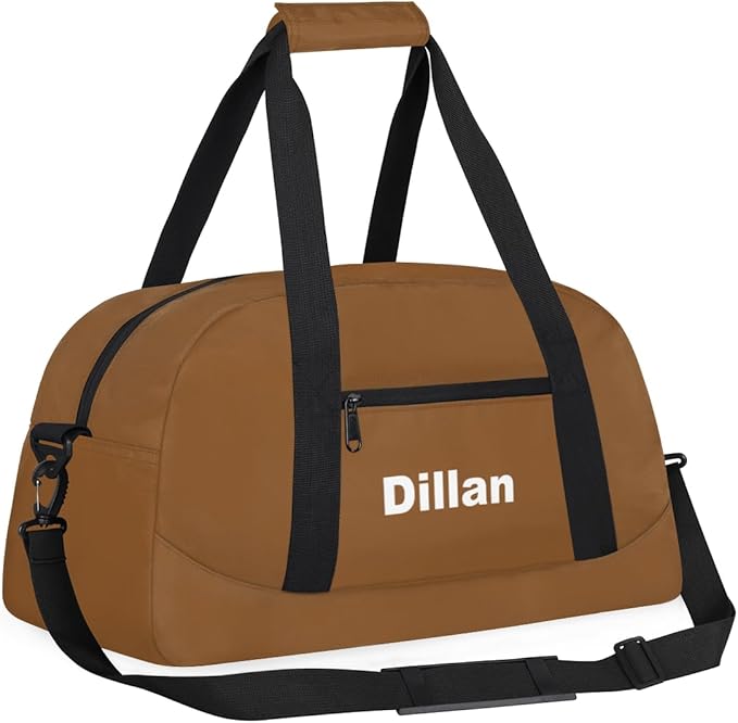Personalize Kids Duffel Bag for Boys, Custom Name Text Sports Gym Bag Overnight Travel Weekender Bag Lightweight Carry On Sleepovers Bag for School Practice Gymnastics