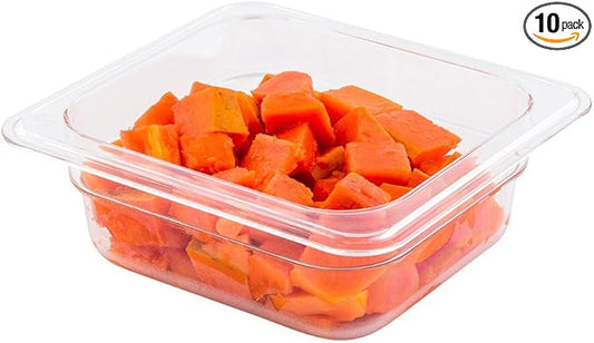 Restaurantware-2.5 Inch Deep Food Pans, 10 1/6 Size Commercial Food Storage Container - Freezable, Break-Resistant, Clear Plastic Cold Pans, Dishwashable, For Kitchens, Restaurants, Or Cafeterias