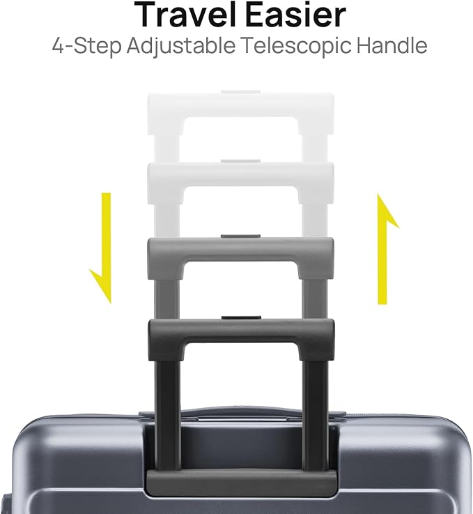 NINETYGO Large Checked Luggage 28 Inch, Checking In Luggage with Smooth Spinner Wheels, Lightweight, Hard Shell PC Suitcase, Lightweight Travel Luggage, TSA Approved (Grey, Rhine Basic)