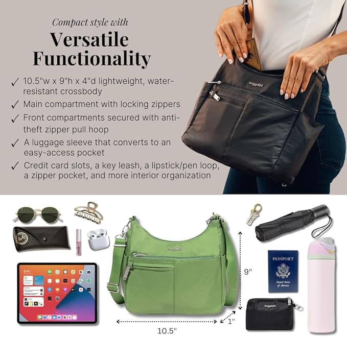 Baggallini Women's Securtex Anti-theft Free Time Crossbody Bag | Securtex, Anti-Theft