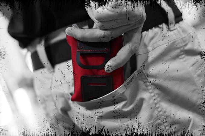 Lightning X LXPBW Wallet Trauma Kit – Slim EDC Pocket First Aid for Bleeding Control - RED Fully Stocked Kit