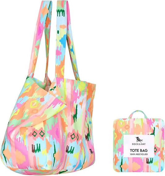 Dock & Bay Everyday Beach Tote Bag - Reusable Carrier Bag for Daily Use - Carries Up to 10kg - 100% Recycled Materials