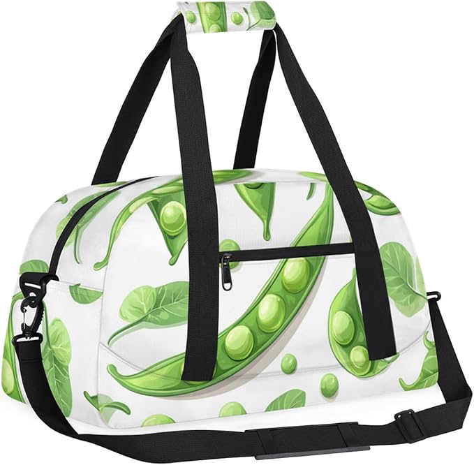 Green Leafy Green Beans Kids-Duffel-Bags Gymnastics Dance Bag Carry-On Overnight Travel Gym Lightweight Dance Sports Bags For Girls Boys Kids，