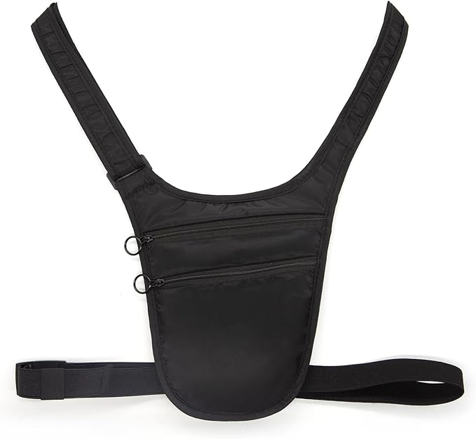 Long Keeper Money Belt for Travel Anti-Theft Crossbody Passport Holder for Women Men Hidden Slim Neck Wallet Under Clothes (Black)