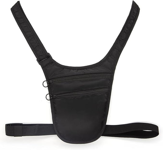 Long Keeper Money Belt for Travel Anti-Theft Crossbody Passport Holder for Women Men Hidden Slim Neck Wallet Under Clothes (Black)