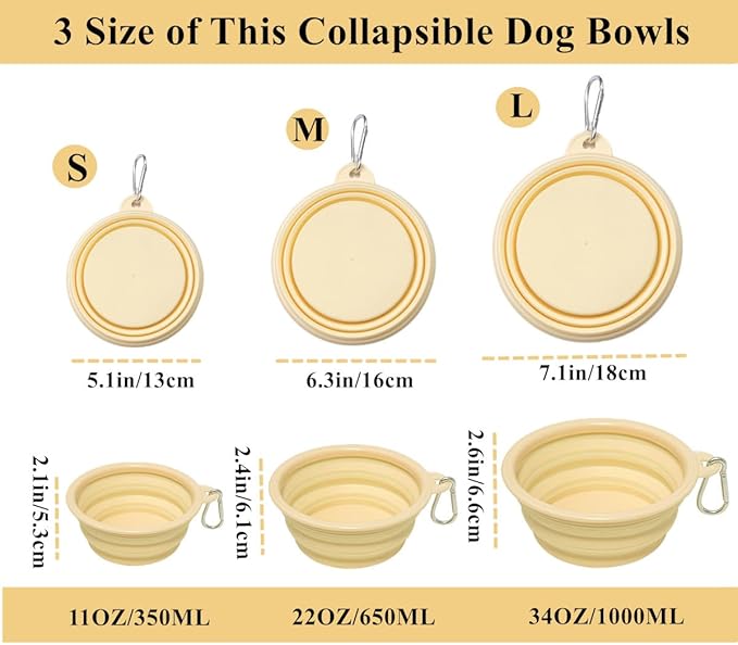 Dog Bowls Pet Collapsible Bowl, 2 Pack,Small,Medium, Large