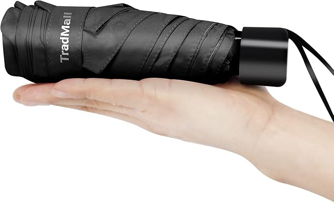 TradMall Mini Travel Umbrella, Portable Lightweight Compact Parasol with 95% UV Protection for Sun & Rain