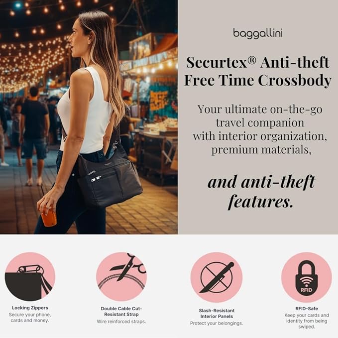 Baggallini Women's Securtex Anti-theft Free Time Crossbody Bag | Securtex, Anti-Theft