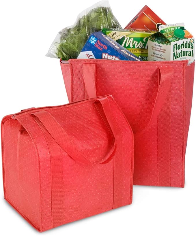 Mediz Hannah Direct Large Capacity Heavy Duty Insulated Smart Shopping Bag - Strong Reusable Grocery Tote 2 Pack