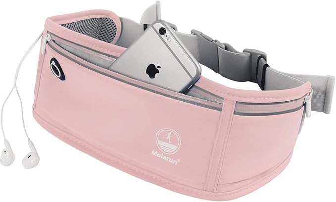 Running Belt Fanny Packs for Women, Slim Belt Bag Jogging Pocket Money Belt Phone Holder Waist Pack for Running Hiking Traveling - Pink