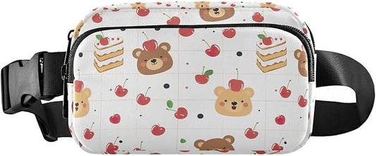 Kawaii Bear Cake Fanny Pack for Women Men Water Resistant Fashion Waist Packs with Adjustable Strap Belt Bag for Travel Workout Jogging Hiking 21219452