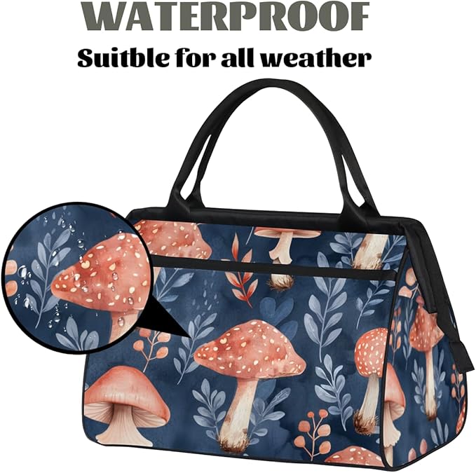 Mushrooms Overnight Weekender Bag for Women Men Travel Duffel Bags Waterproof Luggage Carry on Sports Yoga Gym Bag