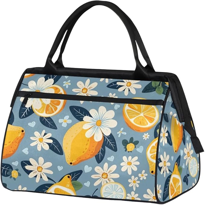 Lemon Overnight Weekender Bag for Women Men Travel Duffel Bags Waterproof Luggage Carry on Sports Yoga Gym Bag