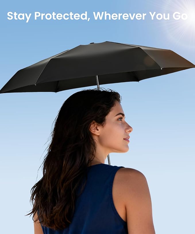 3 Pack Travel Mini Umbrella Small Compact, Portable Umbrella with UV Protection UPF 50+, Rainproof & Sunproof Folding Umbrella, Backpack & Pocket-Friendly