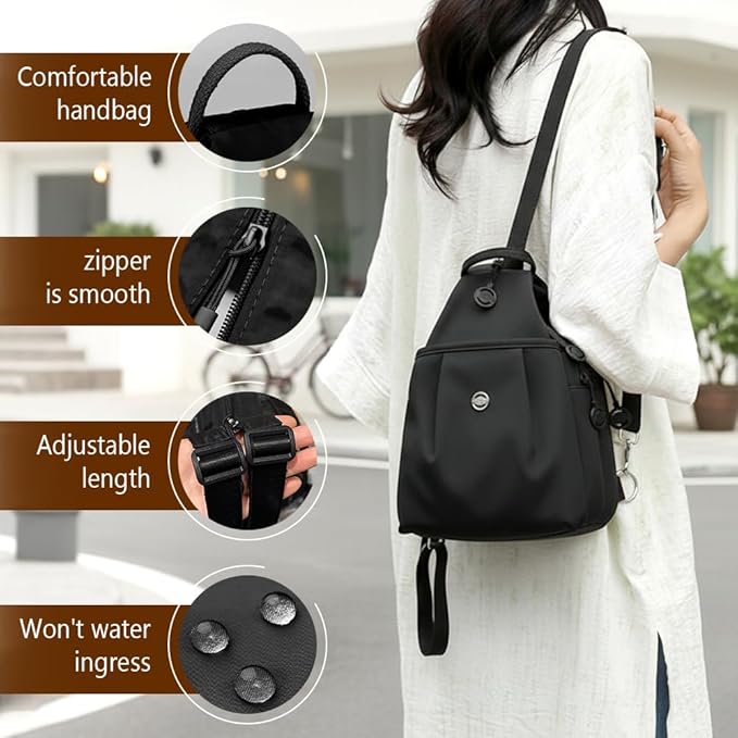 3 In 1 Anti Theft Travel Tote Bag, 2025 New Backpack for Travel, Multi Use Shoulder Bag for Everyday Carry (Black)