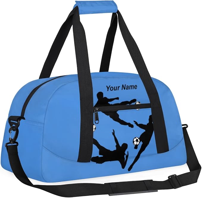 Personalized Soccer Theme Gym Bags for Kids Boys with Custom Name Sport Bags for Training Travel Overnight Weekender