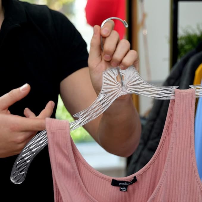 Clothes Hangers Plastic Set of 100 Pack Heavy Duty Hangers Dresses, T-Shirts Shirt Dress Blouse Hangers for Closet Organization Crystal Hanger Women and Men Coat Hanger