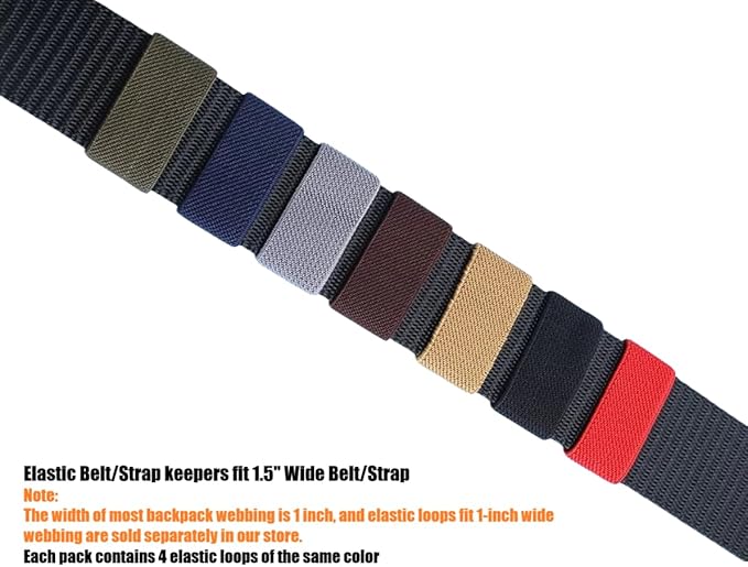 TACNEX Elastic Belt Keepers Strap Organizers Belt Loop Stays Backpack Straps Holder Retainer Band for 1.5" Wide Belts/Straps
