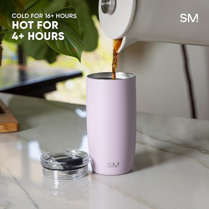 Simple Modern Travel Coffee Mug Tumbler with Flip Lid | Reusable Insulated Stainless Steel Cold Brew Iced Coffee Cup Thermos | Gifts for Women Men Him Her | Voyager Collection | 20oz | Blush