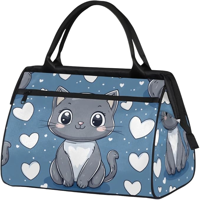 Cute Cat Design Overnight Weekender Bag for Women Men Travel Duffel Bags Waterproof Luggage Carry on Sports Yoga Gym Bag
