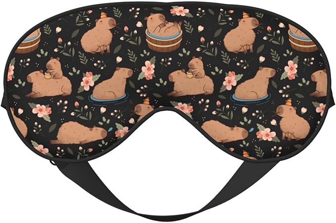 Capybaras Sleep Mask Breathable Soft Eye Mask for Sleep for Women Men Lightweight Eye Cover for Travel, Night Work, Nap, Office